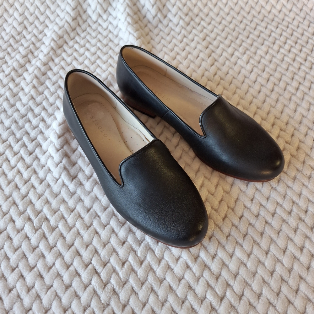Nisolo Black Leather Slip-On Flats